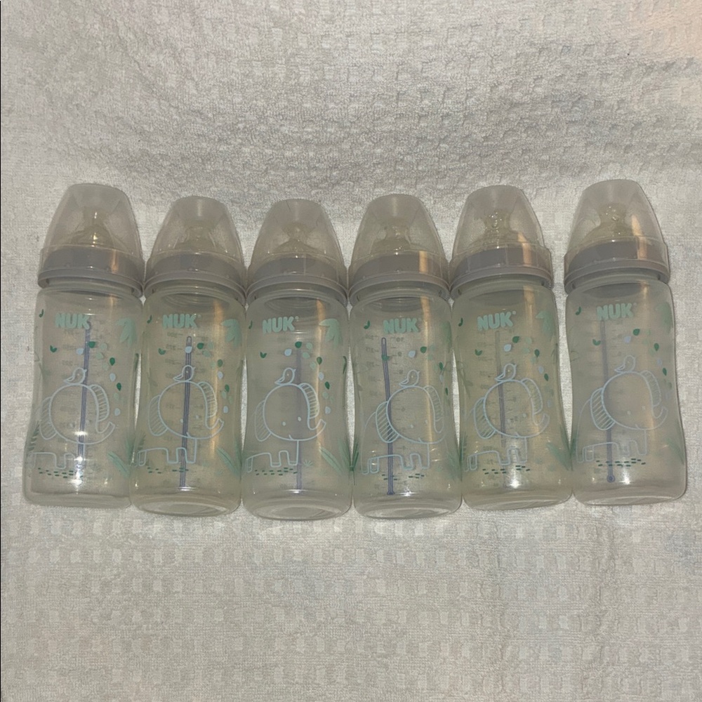 NUK Baby Bottles - Clear with Elephant Design
